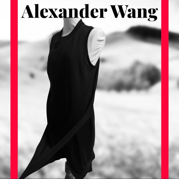 Alexander Wang Merino Wool Black Split Dress - Picture 1 of 9